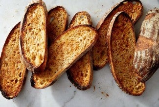 Sourdough bread sliced and toasted.