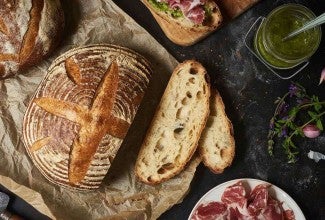 Sliced pain au levain bread