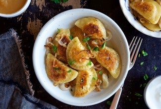 Pierogi and fried onions