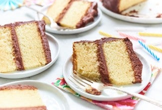 Yellow cake with chocolate frosting