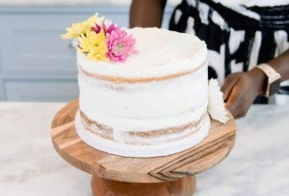 Naked cake decorated with flowers