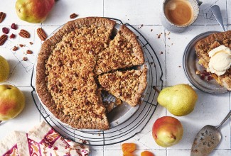 Autumn Pear, Apricot, and Cranberry Pie