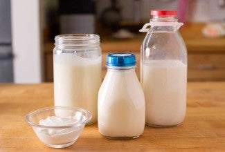 Bottles of buttermilk and yogurt