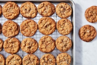 Salty-Sweet Butter Pecan Cookies on a rack