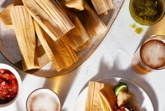 Tamales being served