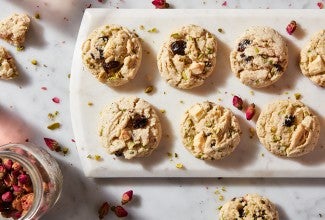 Rose-Pistachio Cookies with Cherries and White Chocolate