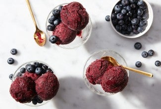 Blueberry Sorbet made with baking sugar alternative 