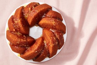 Gluten-Free Almond Cake with Honey-Lemon Glaze made with baking mix