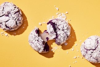 Mochi-Stuffed Ube Crinkle Cookies