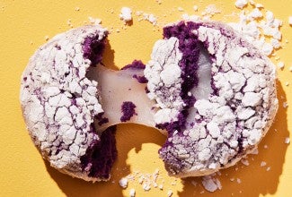 Mochi-Stuffed Ube Crinkle Cookies