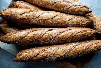 Crusty baguette made with irish-style flour