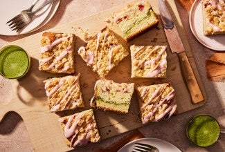 Strawberry Coffee Cake with Matcha Filling