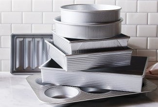 Stack of various baking pans