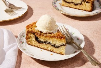 Baking cake in a dark pan