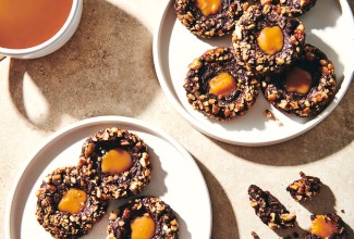 Chocolate Caramel Thumbprint Cookies