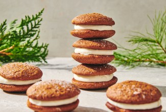 Mini Gingerbread Whoopie Pies with Cream Cheese Filling 