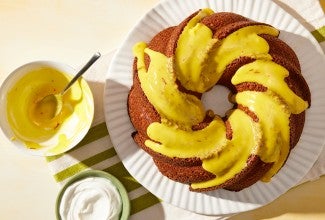 Dried Lime Pound Cake with Saffron Glaze 