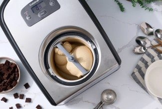 Ice cream maker in the process of churning