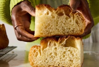 Two slices of focaccia