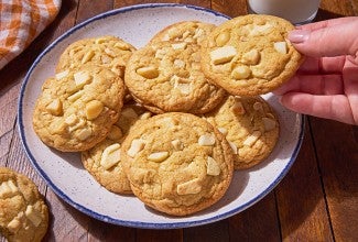White Chocolate Macadamia Nut Cookies on a plate