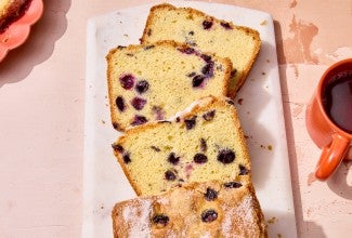 Sliced blueberry bread