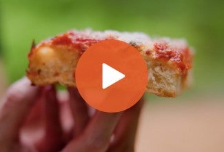 Play Button for Detroit Style Pizza Video - select to zoom