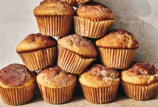 Cinnamon-Sugar Doughnut Muffins stacked up