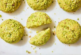 Sparkling Pistachio Cookies on a counter