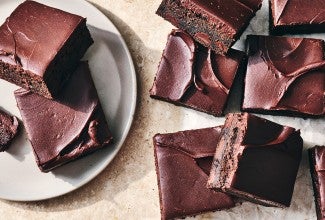 Zucchini Brownies sliced and on a plate
