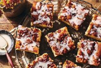 Apple Fritter Cake on a cooling rack