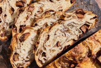 Sliced Apple Cinnamon Sourdough Bread on a counter