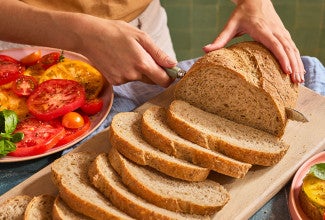 Slices of Seeded Multigrain Sourdough Bread on a cutting board