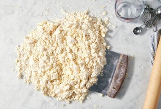 Pie crumbs on kitchen counter