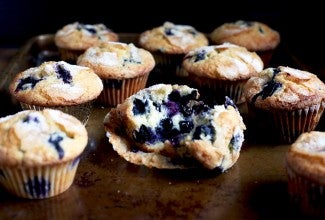 Blueberry muffins via @kingarthurflour