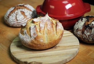 Bread baking in a Dutch oven via @kingarthurflour