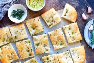 Golden Focaccia Bakealong via @kingarthurflour