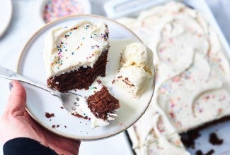 How to tell when chocolate cake is done via @kingarthurflour