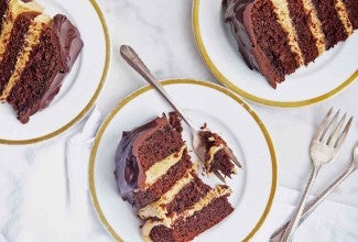 Peanut Butter-Fudge Buckeye Cake