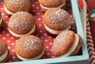 Mini Gingerbread Whoopie Pies with Cream Cheese Filling