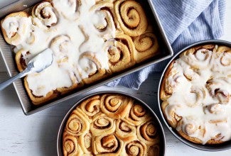 Big-Batch Frosted Cinnamon Rolls