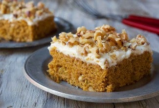 Pumpkin Cake Bars with Cream Cheese Frosting