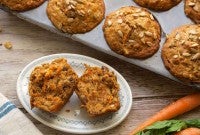 Plated and split Morning Glory Muffin