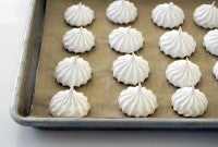 Aquafaba meringues on a baking sheet