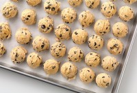A tray of cookie dough about to go into the freezer