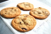 Chocolate chip cookie test-1 via @kingarthurflour