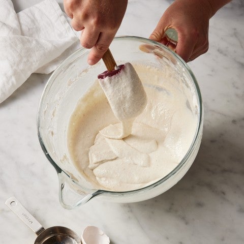 Mixing macaron batter - select to zoom