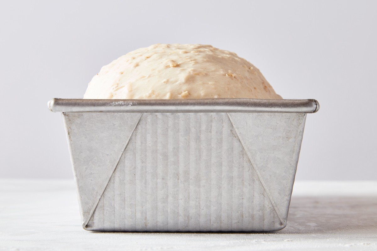 Bread dough proofing in sandwich loaf pan