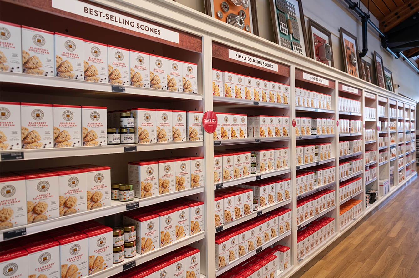The King Arthur Store showing a wall of mixes
