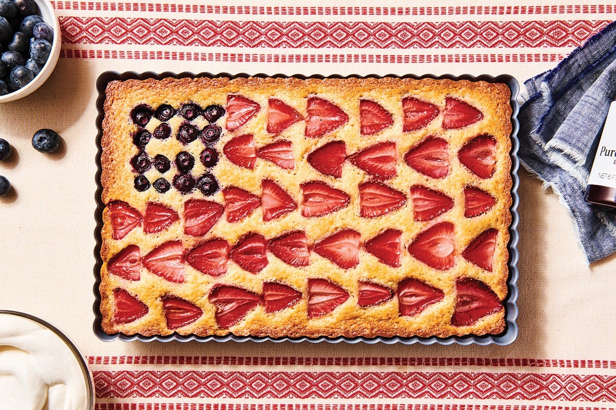 Super-Simple Strawberry Cake made into a Flag