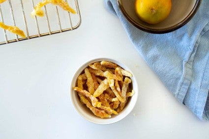 Small bowl of candied citrus peel